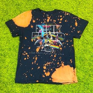 vintage pink floyd tie dye acid wash splatter band tee